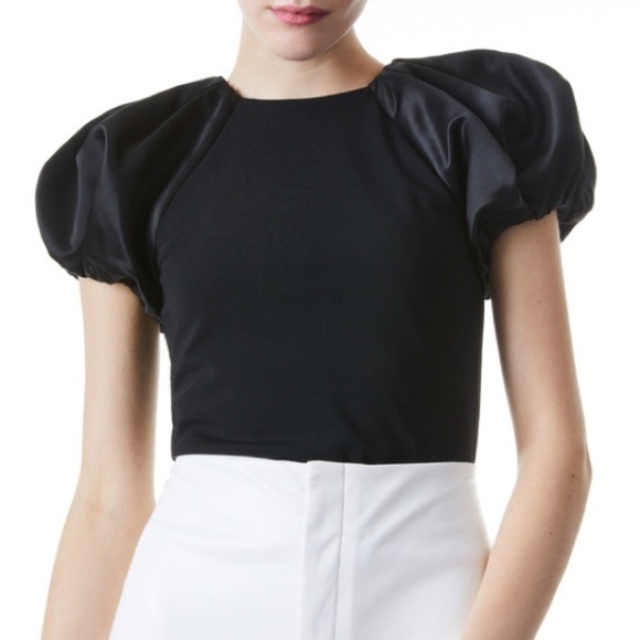 Alice Olivia Cici Bubble Sleeve Top Black - Picture 3 of 7